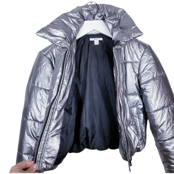 bar III Silver Metallic Puffer Jacket - Small - Picture 8 of 15